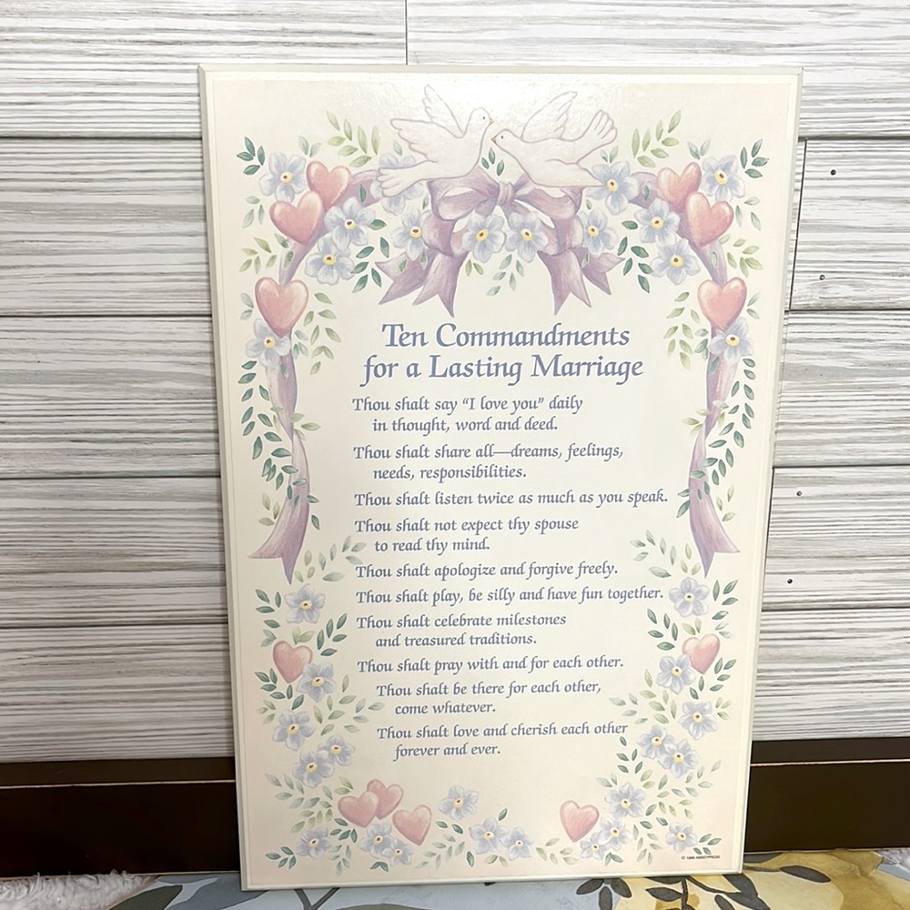 🔥 SALE Ten Commandments Marriage, Wedding, Newlywed Wall Accent